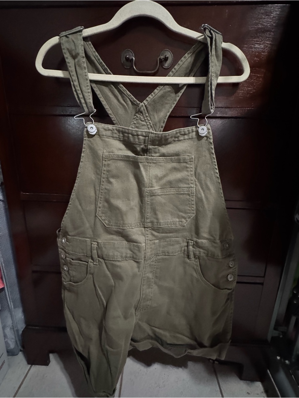 Olive Utility Cotton Overalls - Women